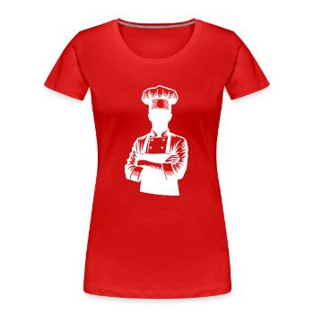 Küchenchef und Hobbykoch Silhouette Portrait - Frauen Premium Bio T-Shirt - Rot - Vorne - Mia (176cm)