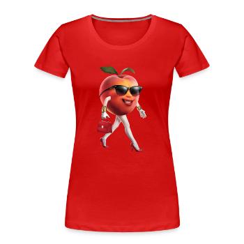 Frauen Pfirsich - Frauen Premium Bio T-Shirt - Rot - Vorne - Mia (176cm)