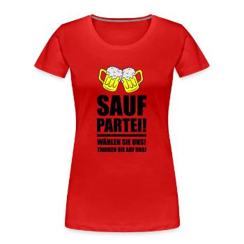 sauf partei - Frauen Premium Bio T-Shirt - Rot - Vorne - Mia (176cm)