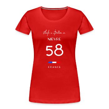 Das Leben ist besser in NIÈVRE Number 58 Burgund - Frauen Premium Bio T-Shirt - Rot - Vorne - Mia (176cm)