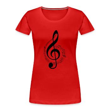 Bodenschlüssel und musikalischer Wurf - Frauen Premium Bio T-Shirt - Rot - Vorne - Mia (176cm)