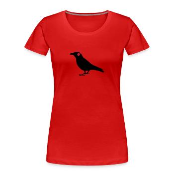 Headphones Notes de casques écouteurs oiseau Raven - T-shirt bio Premium Femme - rouge - Devant - Mia (176cm)