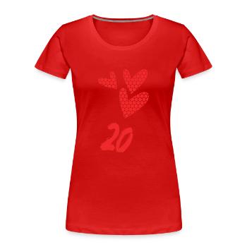 20. 20 JAHRE. 20-JÄHRIGES JUBILÄUM. GEBURTSTAG 20 JAHRE. - Frauen Premium Bio T-Shirt - Rot - Vorne - Mia (176cm)
