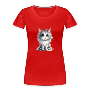 Norwegische Waldkatze Wasserfarben - Frauen Premium Bio T-Shirt - Rot - Vorne - Mia (176cm)