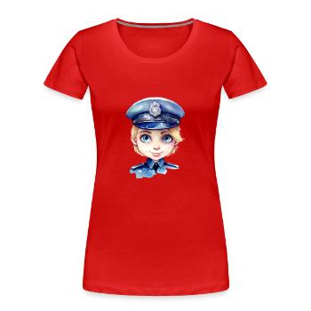 Policewoman Watercolors Drawing - Women's Premium Organic T-Shirt - red - Front - Mia (176cm)
