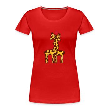 Verliebte Giraffen - Frauen Premium Bio T-Shirt - Rot - Vorne - Mia (176cm)