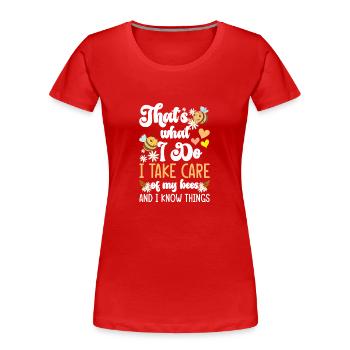Beekeeper flower insects - Women's Premium Organic T-Shirt - red - Front - Mia (176cm)