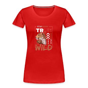 Afrika Großkatze - Frauen Premium Bio T-Shirt - Rot - Vorne - Mia (176cm)