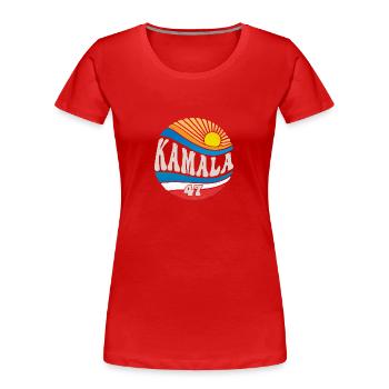 Vintage USA Flagge Farben zu Kamala Harris 2024 für - Frauen Premium Bio T-Shirt - Rot - Vorne - Mia (176cm)