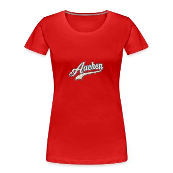 Aachen die Stadt - Frauen Premium Bio T-Shirt - Rot - Vorne - Mia (176cm)