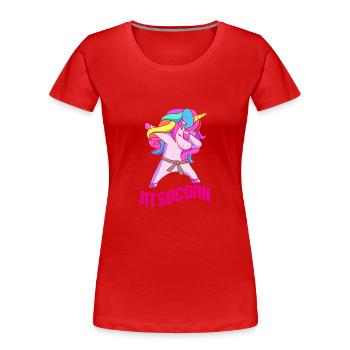 Jiu Jitsu Selbstverteidigung - Frauen Premium Bio T-Shirt - Rot - Vorne - Mia (176cm)