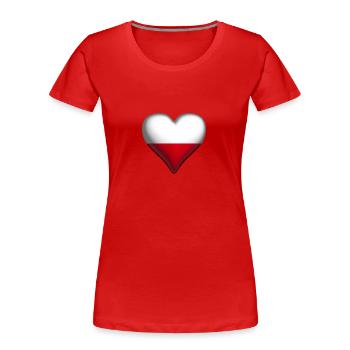 Poland shiny heart white red - Women's Premium Organic T-Shirt - red - Front - Mia (176cm)