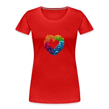LGBTQIA+ Rainbow Heart - Women's Premium Organic T-Shirt - red - Front - Mia (176cm)