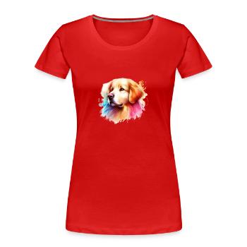 Golden Retriever - Frauen Premium Bio T-Shirt - Rot - Vorne - Mia (176cm)