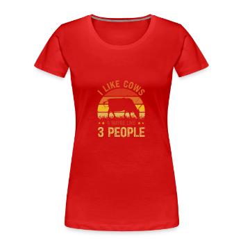 J’aime les vaches et peut-être 3 personnes - T-shirt bio Premium Femme - rouge - Devant - Mia (176cm)