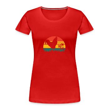 Poule rétro 1 - - T-shirt bio Premium Femme - rouge - Devant - Mia (176cm)