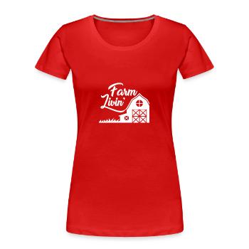 Ferme Livin' - - T-shirt bio Premium Femme - rouge - Devant - Mia (176cm)