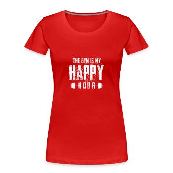 Das Fitnessstudio ist meine Happy Hour - - Frauen Premium Bio T-Shirt - Rot - Vorne - Mia (176cm)