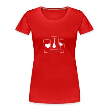 Coeur - Vin - Guitare - - T-shirt bio Premium Femme - rouge - Devant - Mia (176cm)