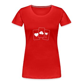 Herz - Wein - Boxhandschuhe - - Frauen Premium Bio T-Shirt - Rot - Vorne - Mia (176cm)