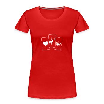 Herz - Kaffee - Rotwild - - Frauen Premium Bio T-Shirt - Rot - Vorne - Mia (176cm)