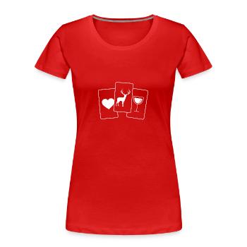 Herz - Wein - Rotwild - - Frauen Premium Bio T-Shirt - Rot - Vorne - Mia (176cm)