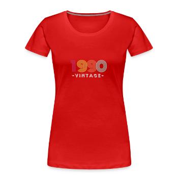 1990 VINTAGE - T-shirt bio Premium Femme - rouge - Devant - Mia (176cm)