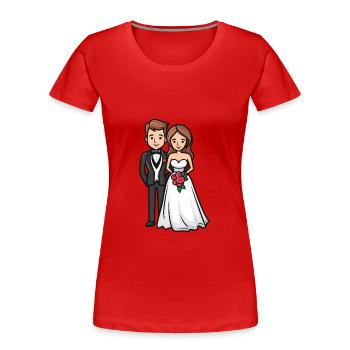 Jeunes mariés, Mariage, Mariée, Marié - T-shirt bio Premium Femme - rouge - Devant - Mia (176cm)