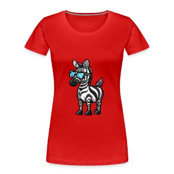 Zebra Tier - Frauen Premium Bio T-Shirt - Rot - Vorne - Mia (176cm)