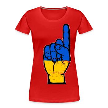 Ukraine Flagge Nummer 1 used - Frauen Premium Bio T-Shirt - Rot - Vorne - Mia (176cm)