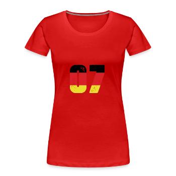 7 Zahl Trikot Deutschland - Frauen Premium Bio T-Shirt - Rot - Vorne - Mia (176cm)