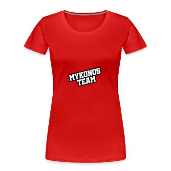 L’équipe de Mykonos - T-shirt bio Premium Femme - rouge - Devant - Mia (176cm)
