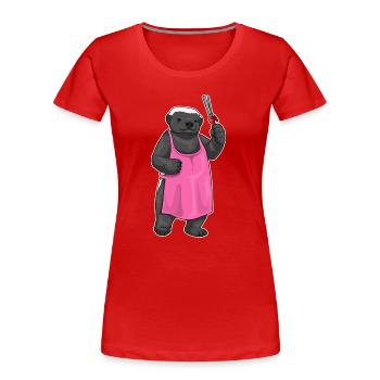 Dachs Friseur Haarklammer - Frauen Premium Bio T-Shirt - Rot - Vorne - Mia (176cm)
