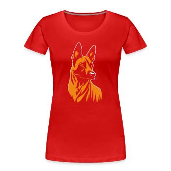 Portrait Malinois Belge Berger Belge - T-shirt bio Premium Femme - rouge - Devant - Mia (176cm)