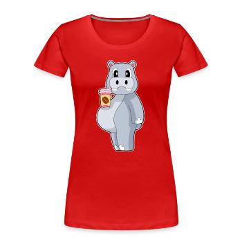 Nilpferd Coffee to go Becher - Frauen Premium Bio T-Shirt - Rot - Vorne - Mia (176cm)