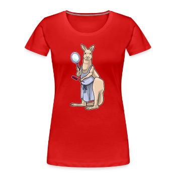 Kangourou Coiffeur Miroir - T-shirt bio Premium Femme - rouge - Devant - Mia (176cm)