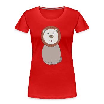 Löwenkopf mit freundlichem Gesicht - Frauen Premium Bio T-Shirt - Rot - Vorne - Mia (176cm)