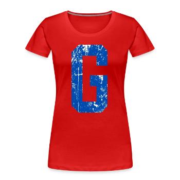 Letter c retro sport - Women's Premium Organic T-Shirt - red - Front - Mia (176cm)