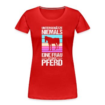 Reiten Pferdeliebhaber Reiterhof Pferde - Frauen Premium Bio T-Shirt - Rot - Vorne - Mia (176cm)