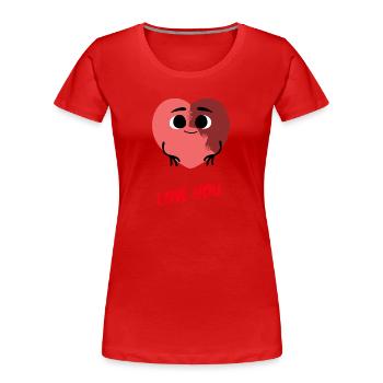 Aimez-vous le cœur - T-shirt bio Premium Femme - rouge - Devant - Mia (176cm)