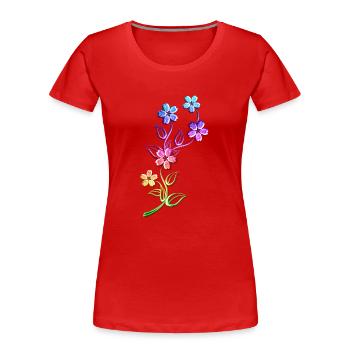 Bunte Blumen bunt Ranke Blumenranke Blume - Frauen Premium Bio T-Shirt - Rot - Vorne - Mia (176cm)