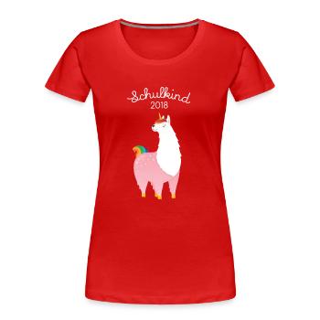 Schulkind 2018 Alpaka Einhorn Unicorn - Women's Premium Organic T-Shirt - red - Front - Mia (176cm)
