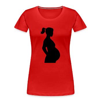 schwanger silhouette - Frauen Premium Bio T-Shirt - Rot - Vorne - Mia (176cm)
