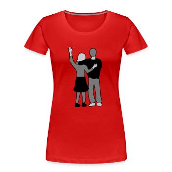 Winkend Paar verliebt - Frauen Premium Bio T-Shirt - Rot - Vorne - Mia (176cm)