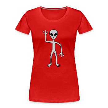 Science Fiction Alien beckons - Women's Premium Organic T-Shirt - red - Front - Mia (176cm)