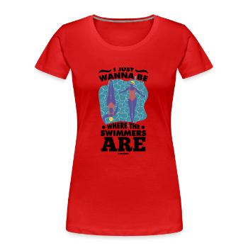 Natation Sauveteur Cours de natation Piscine extérieure Cadeau - T-shirt bio Premium Femme - rouge - Devant - Mia (176cm)