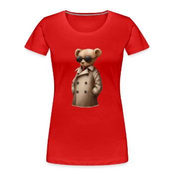 Teddy bear with sunglasses and suit - Women's Premium Organic T-Shirt - red - Front - Mia (176cm)