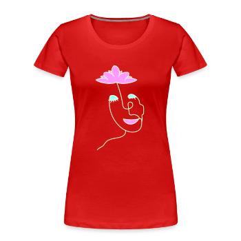 minimalistischer Kopf mit Lotosblüte (b) - Frauen Premium Bio T-Shirt - Rot - Vorne - Mia (176cm)