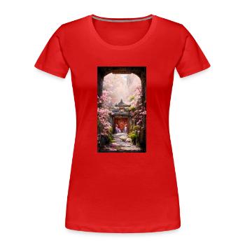 Shangri-La Temple - T-shirt bio Premium Femme - rouge - Devant - Mia (176cm)