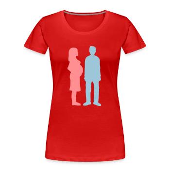 Mann arm schwangere Frau - Frauen Premium Bio T-Shirt - Rot - Vorne - Mia (176cm)